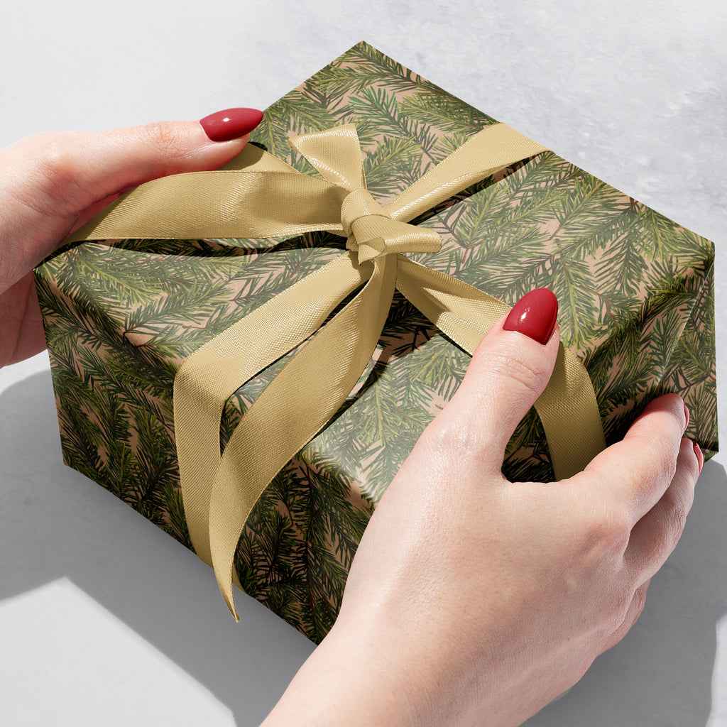 B360b Evergreen Kraft Christmas Gift Wrap Gift Box 