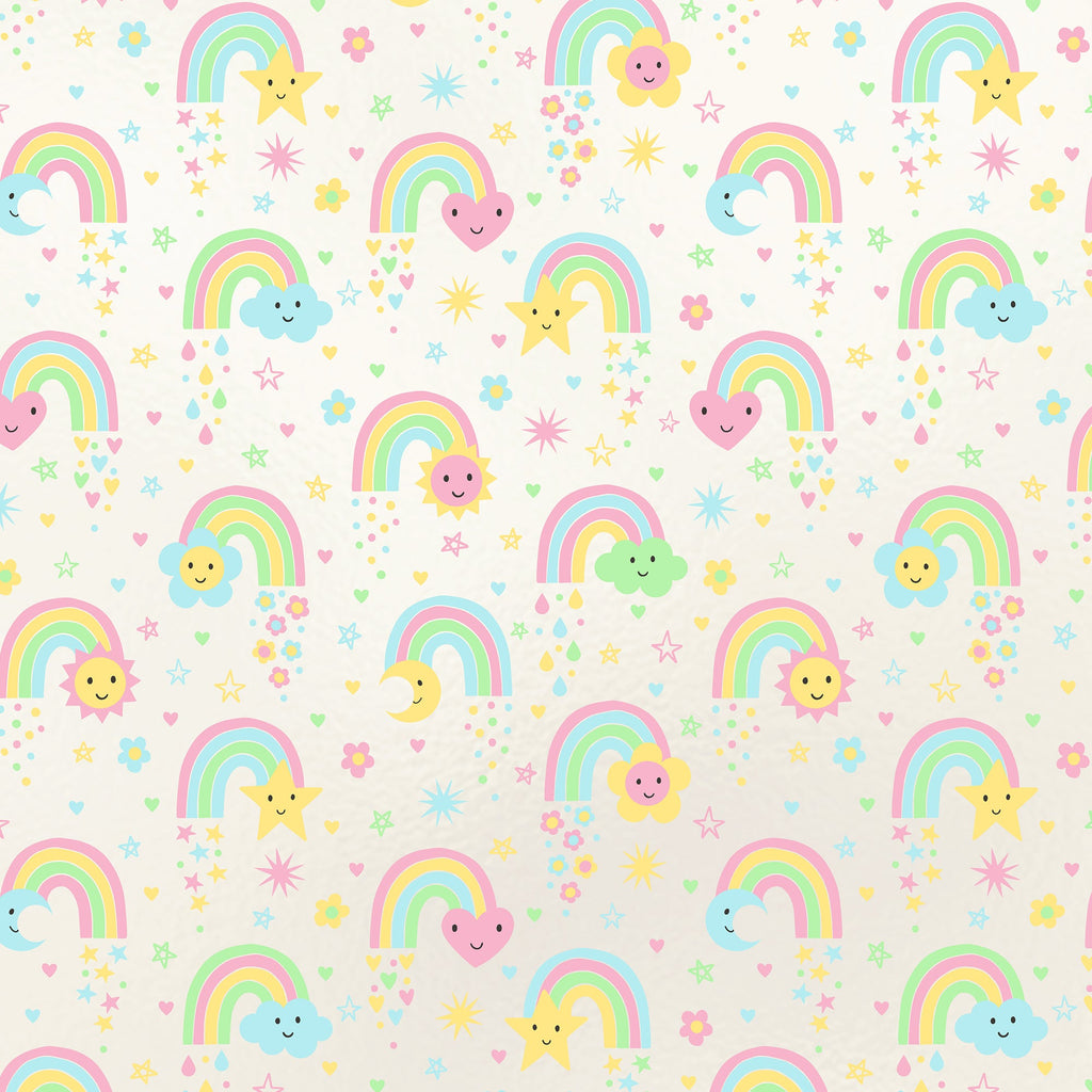Rainbow Shower Baby Gift Wrapping Paper Swatch