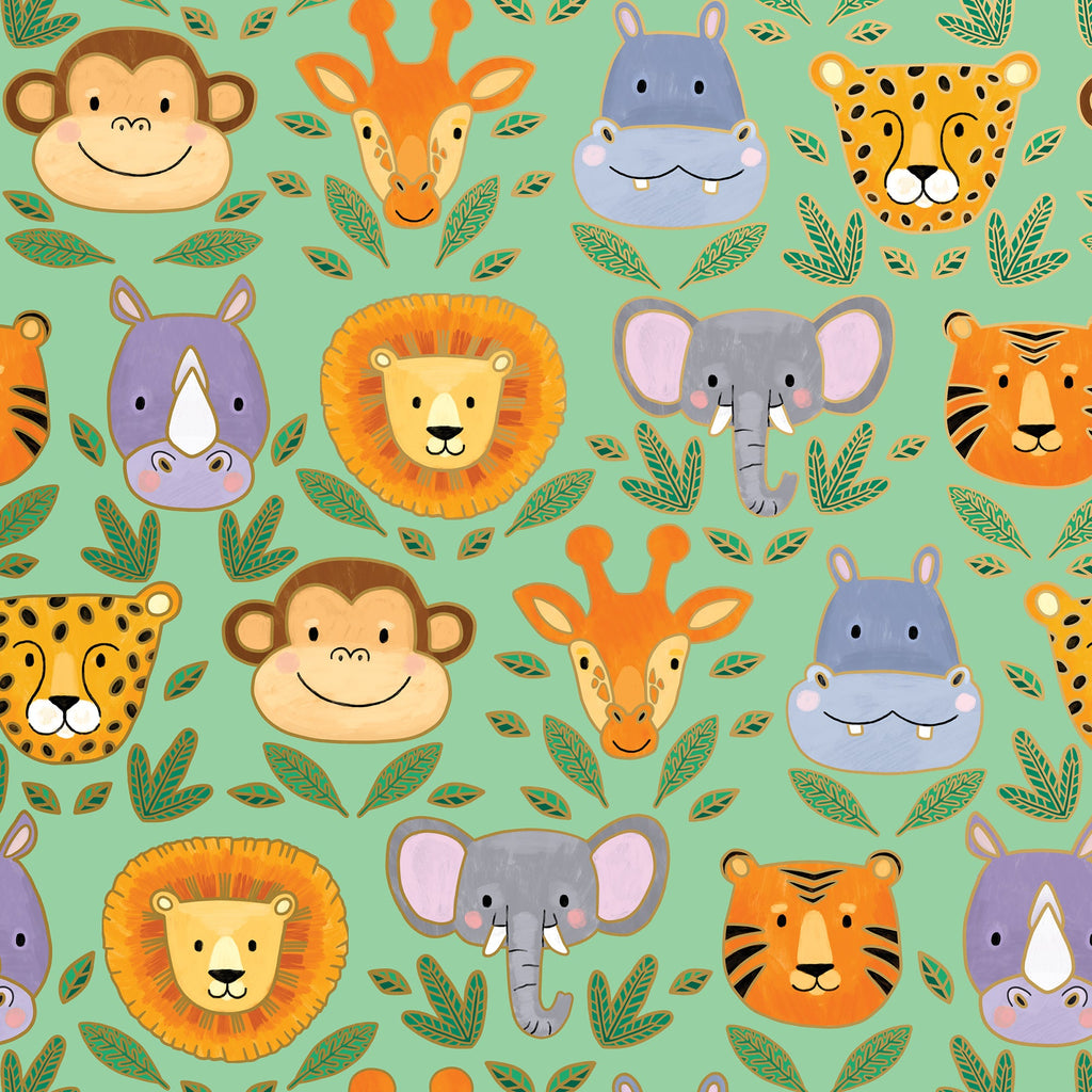 Jungle Animals Baby Gift Wrapping Paper Swatch