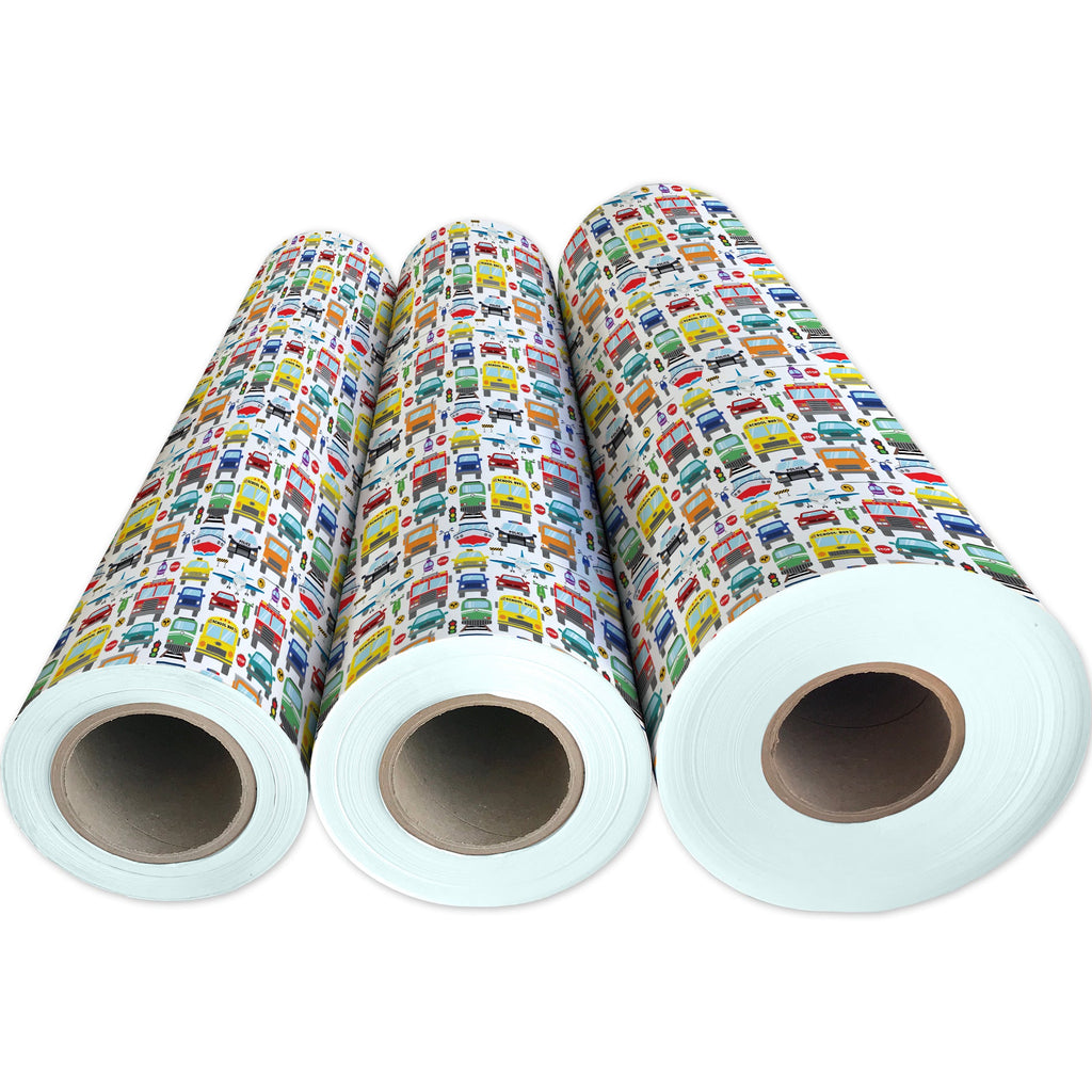 Traffic Jam Kid's Gift Wrapping Paper 3 Reams 