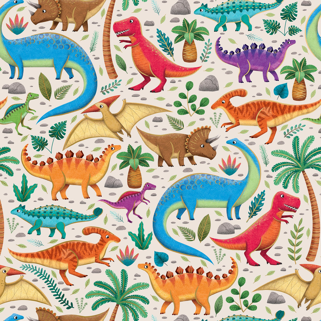 Dinosaurs Kid's Gift Wrapping Paper Swatch