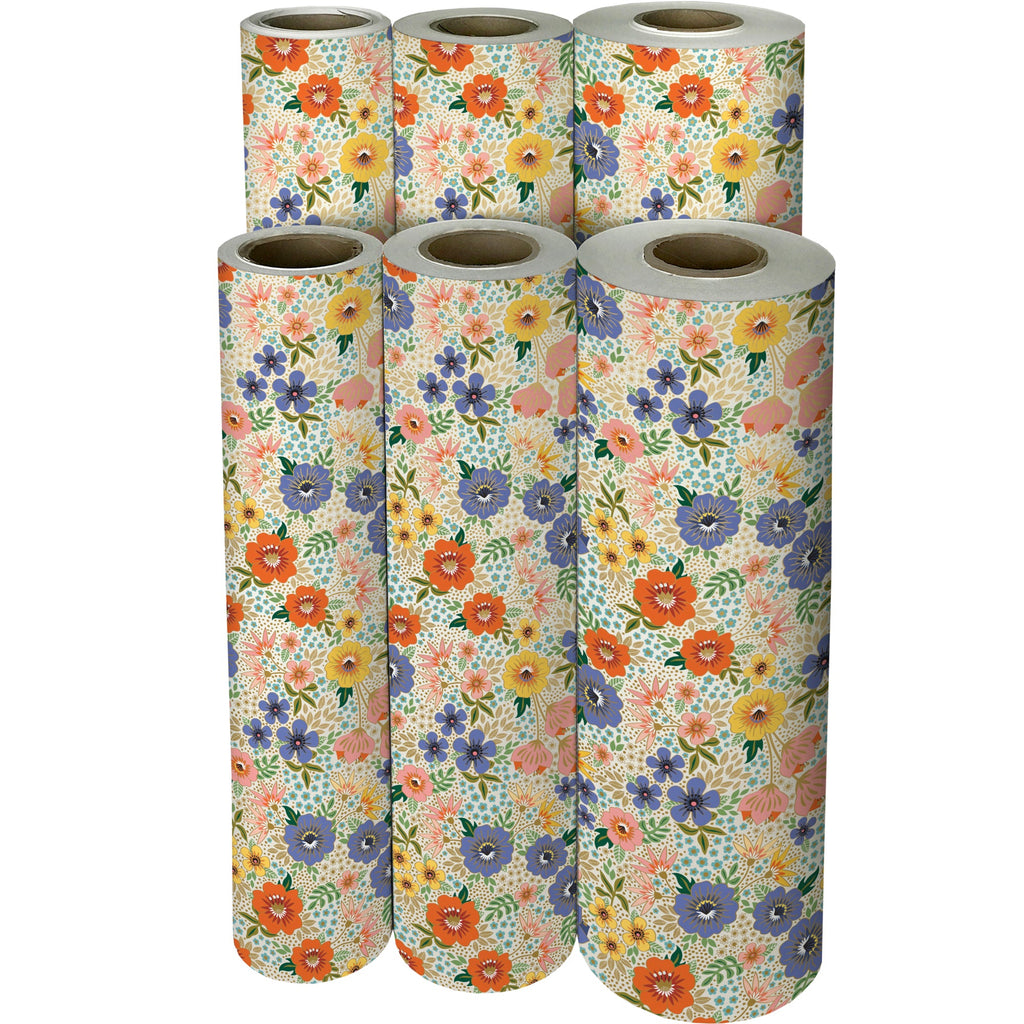 Golden Floral Gift Wrapping Paper Reams 