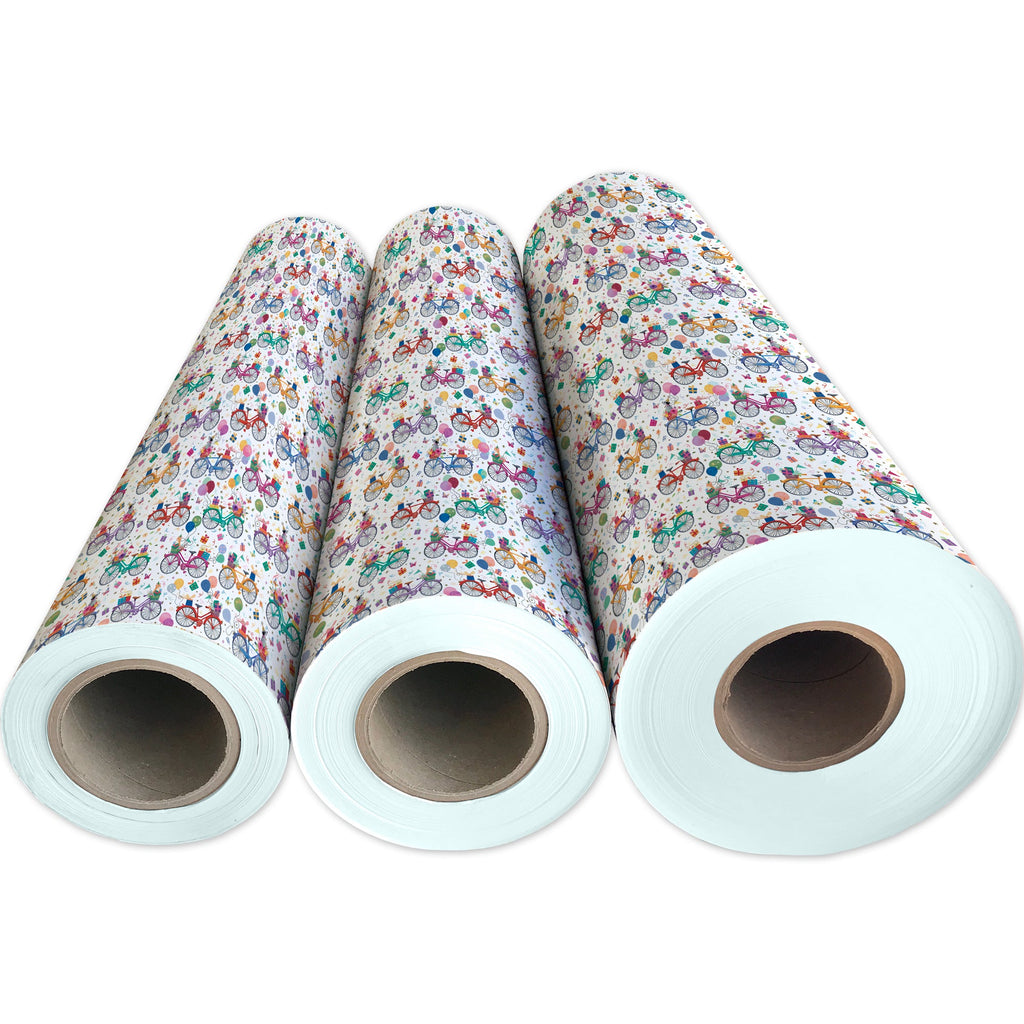 Birthday Bicycles Gift Wrapping Paper 3 Reams 