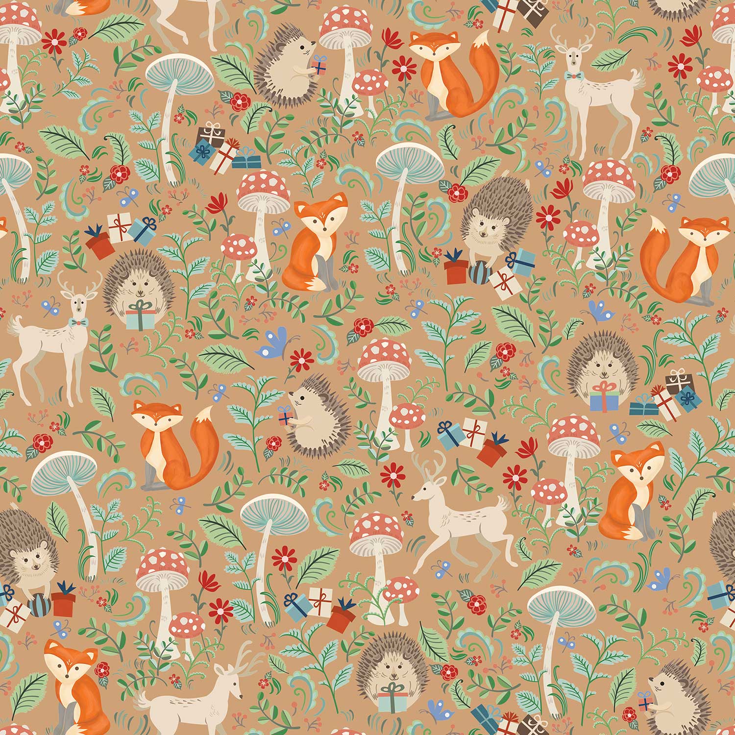 Fox Design Christmas Gift Wrapping Paper Sheet (70cm X 50cm) - Woodland Theme, Recyclable