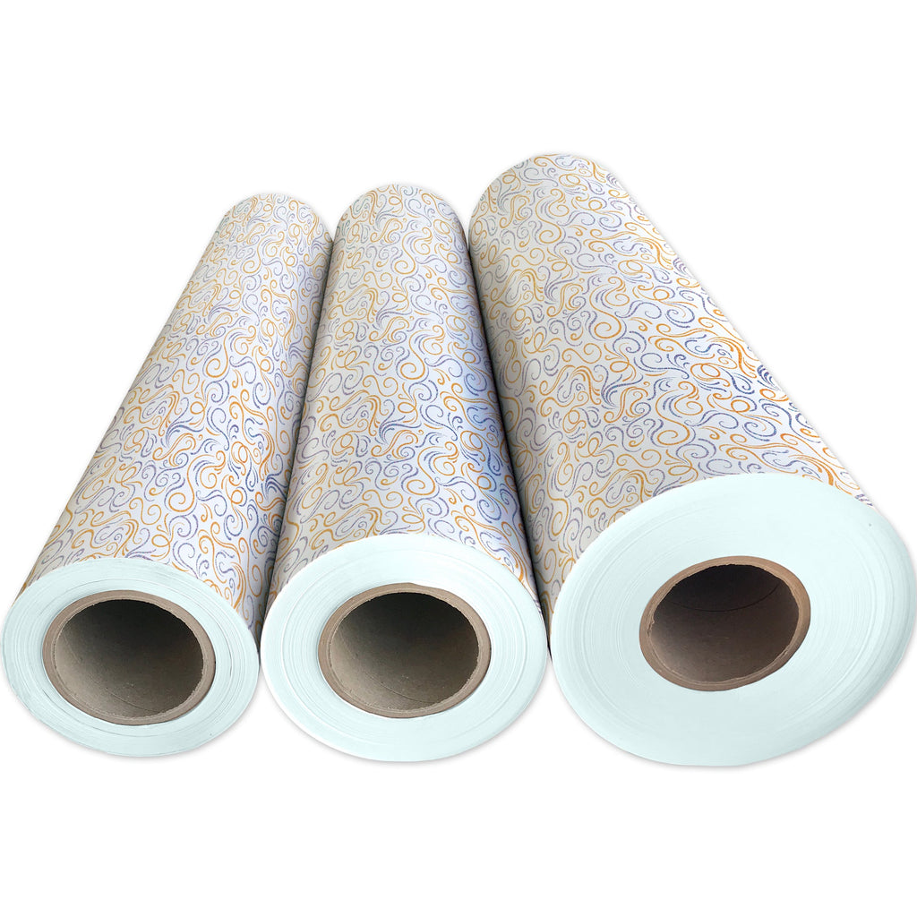 Gold Silver Swirls Holographic Wedding Gift Wrapping Paper 3 Reams 
