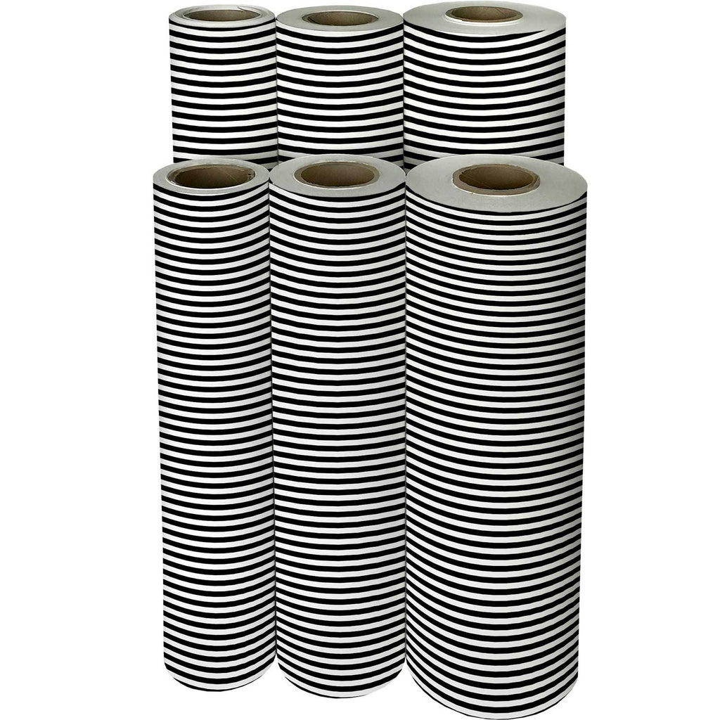 B449f Black White Stripes Gift Wrapping Paper Reams 