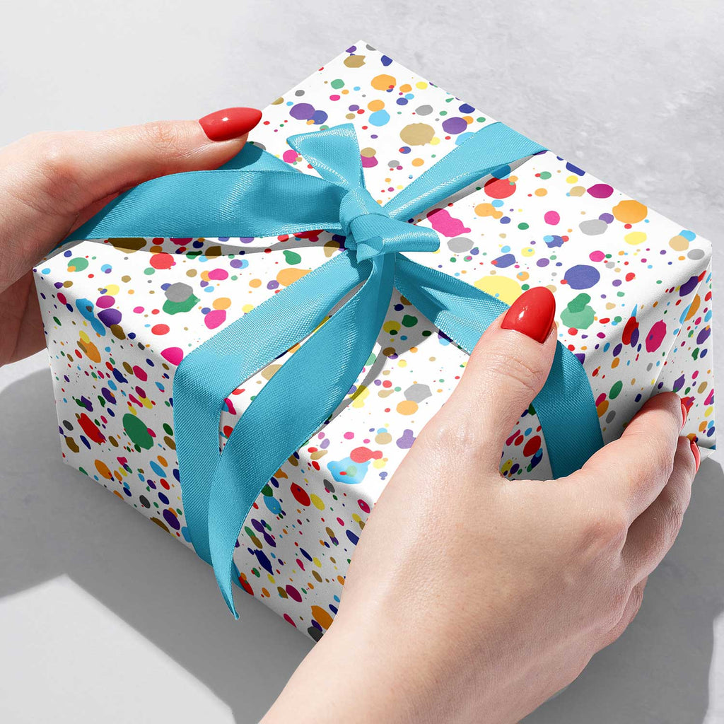 B477b Rainbow Paint Splatter Gift Wrapping Paper Gift Box 