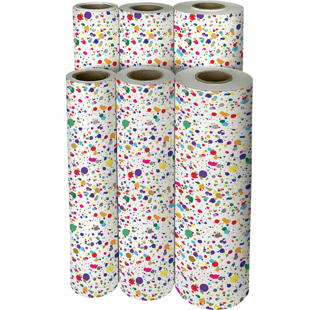 B477f Rainbow Paint Splatter Gift Wrapping Paper Reams 