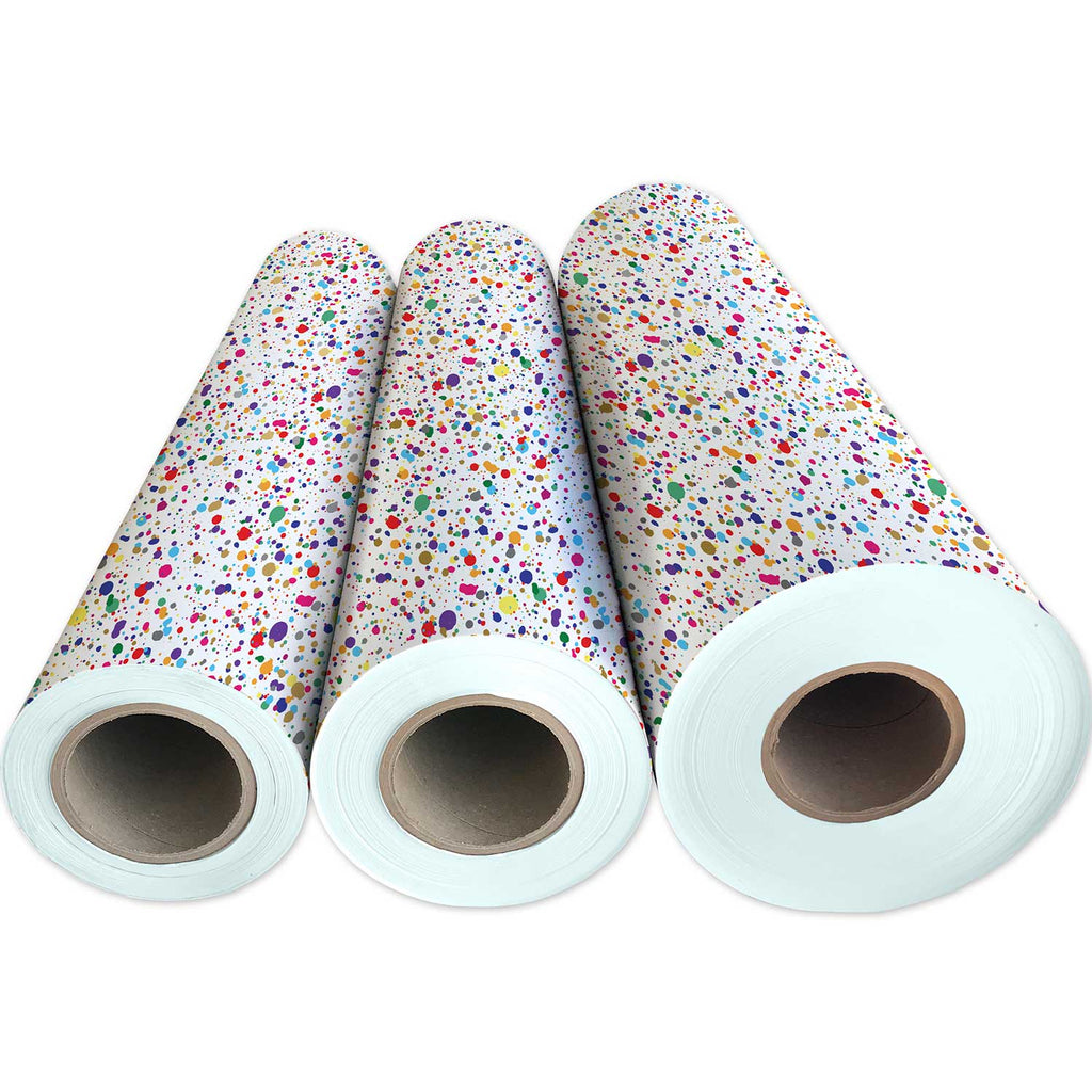 B477g Rainbow Paint Splatter Gift Wrapping Paper 3 Reams 