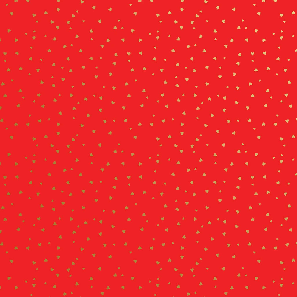 B556a Gold Red Hearts Valentines Gift Wrapping Paper Swatch 