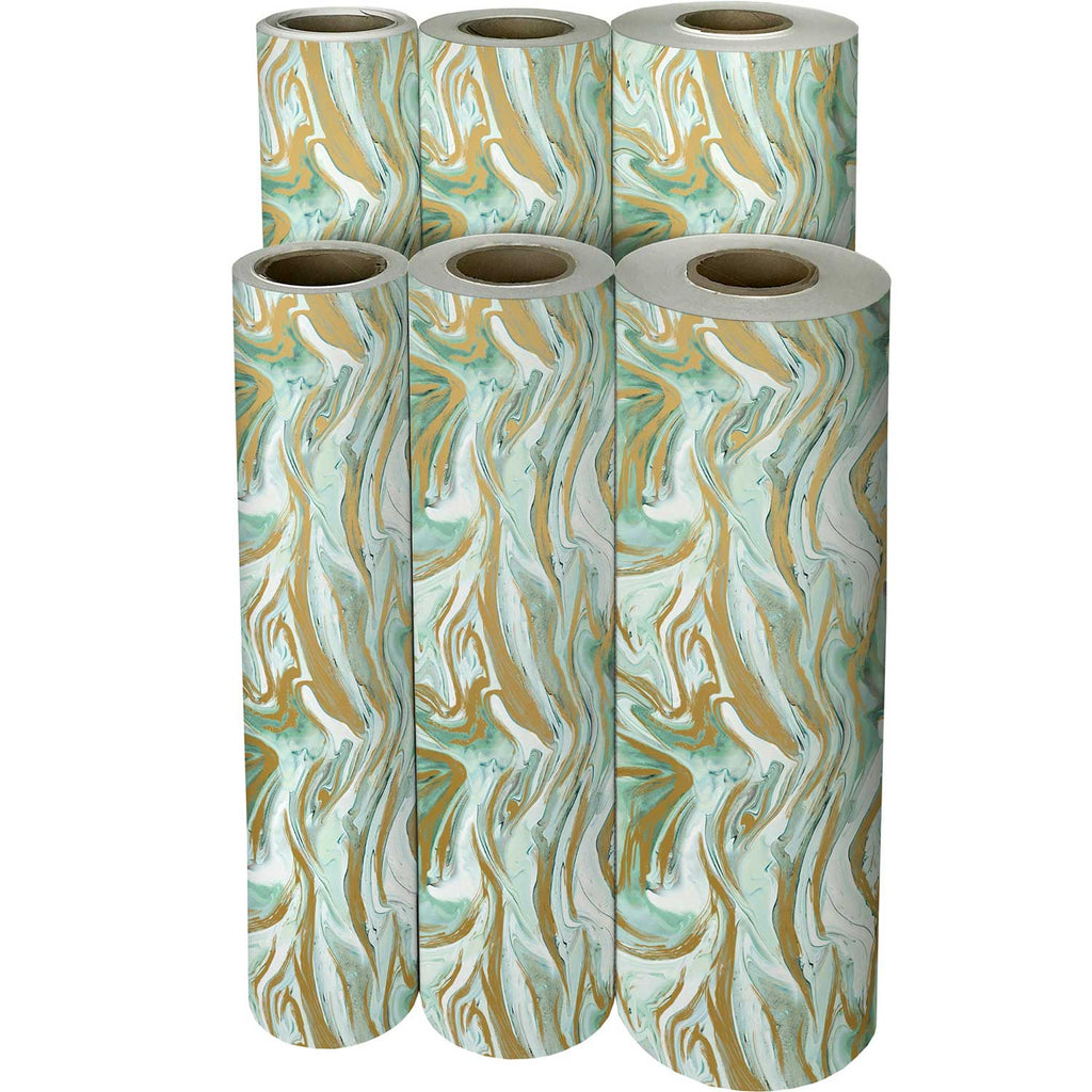 B736f Mint Marble Gift Wrapping Paper Reams 