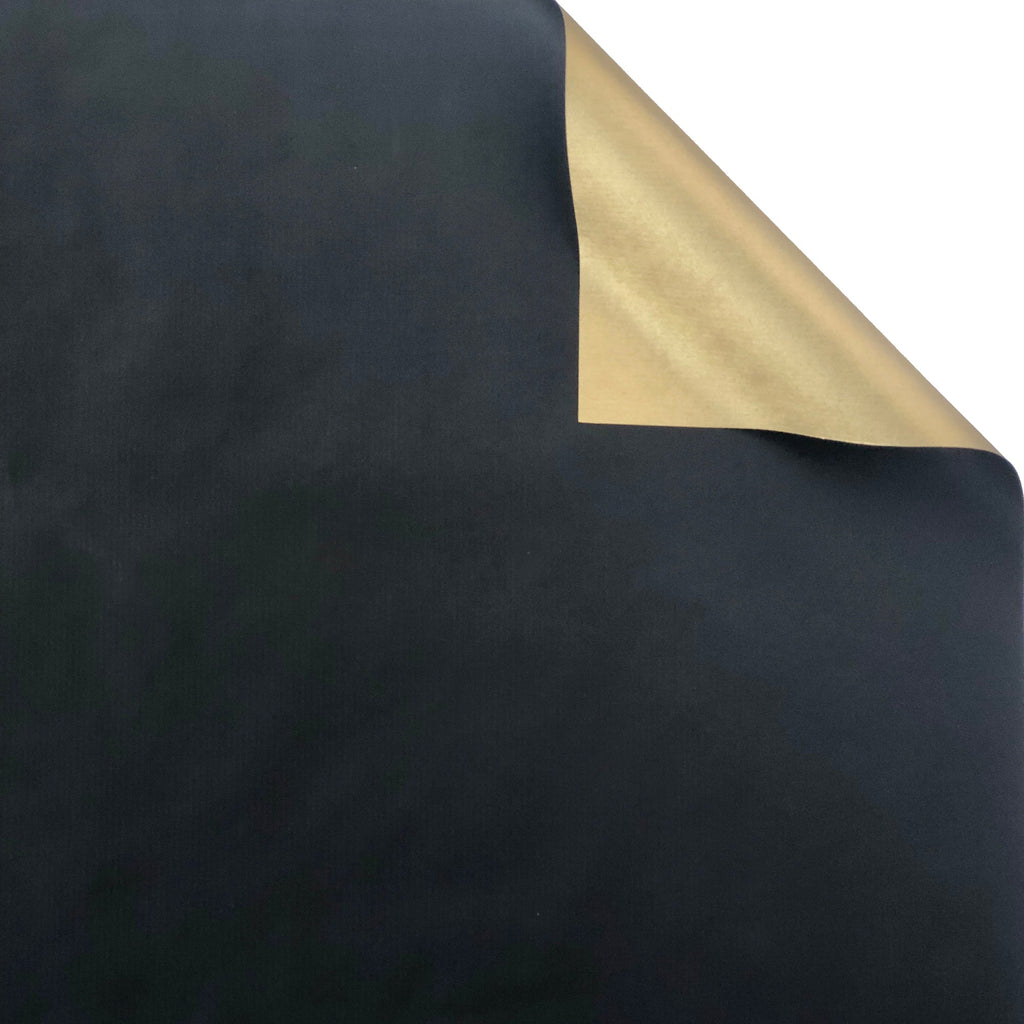 B979Da Two Sided Black Gold Kraft Gift Wrapping Paper Swatch 