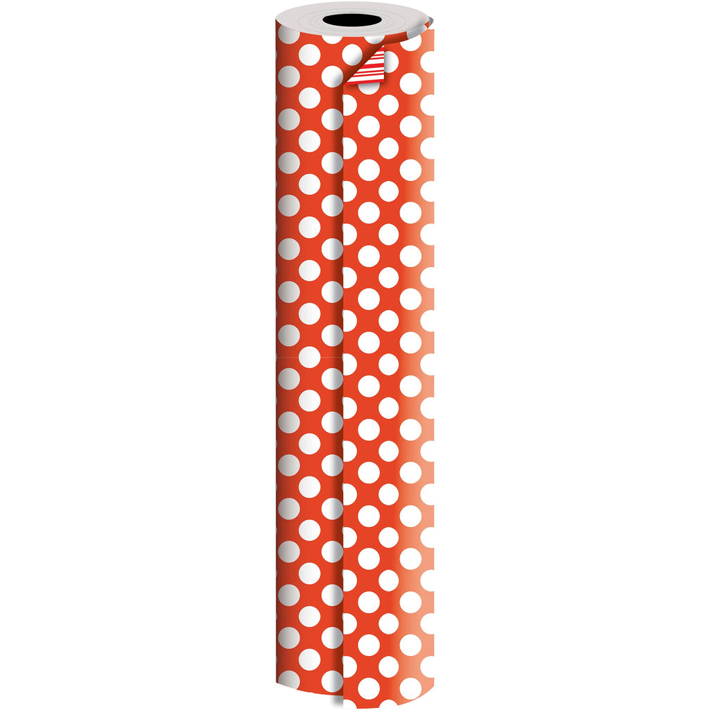 B992Db Two Sided Red Dot Stripe Gift Wrapping Paper Ream 