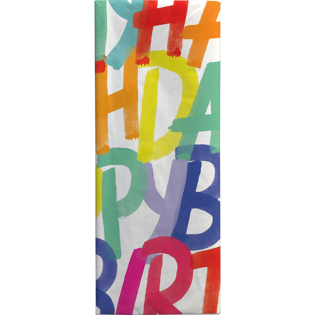 BPT122c Rainbow Birthday Letters Tissue Paper Folded Pack