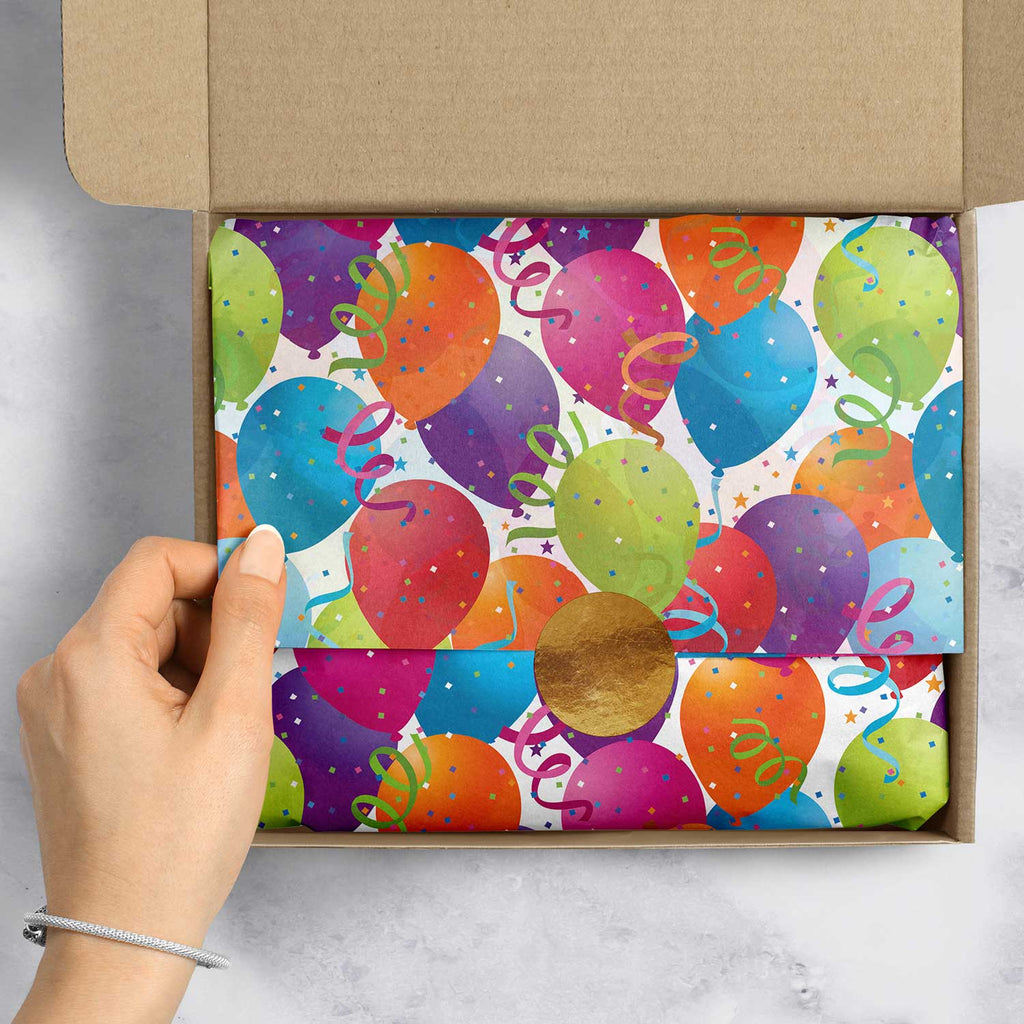 BPT139e Colorful Rainbow Birthday Balloons Tissue Paper Packaging