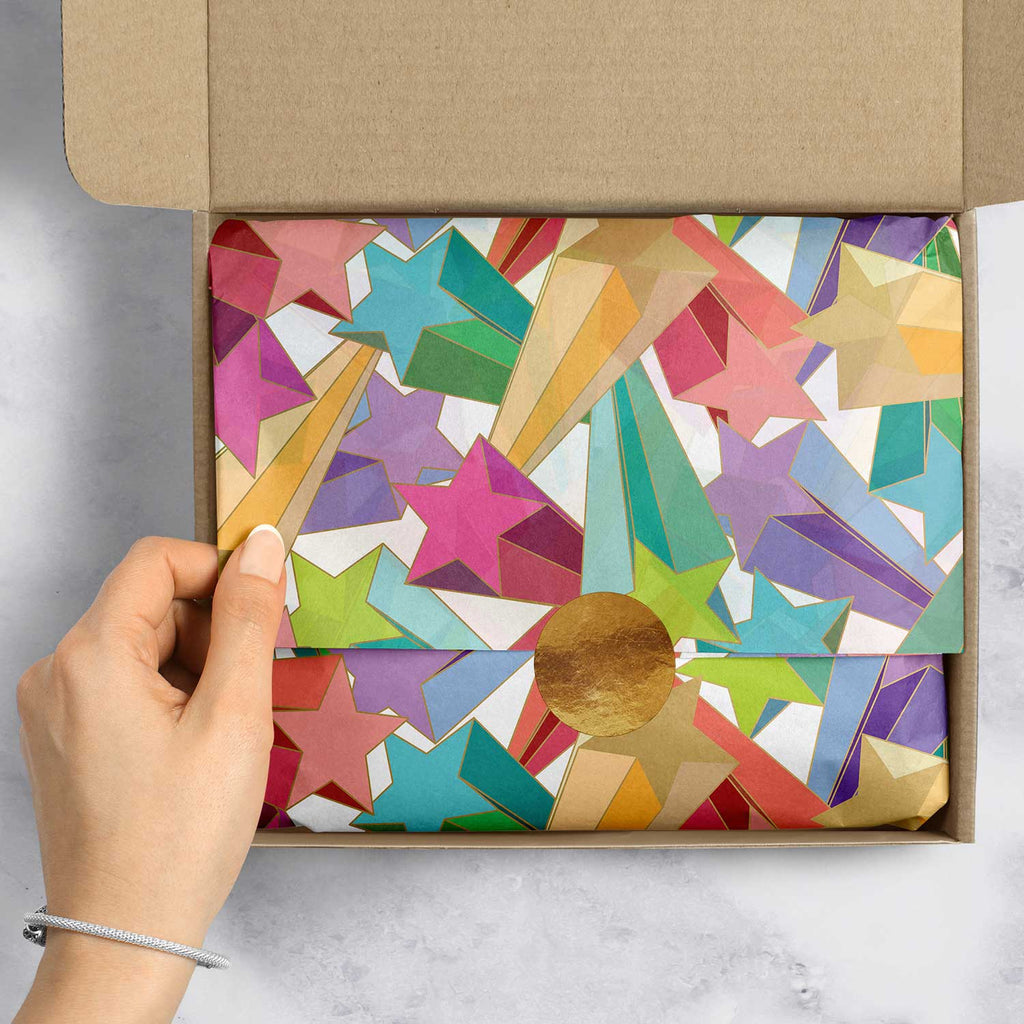 BPT149e Rainbow Star Tissue Paper Packaging