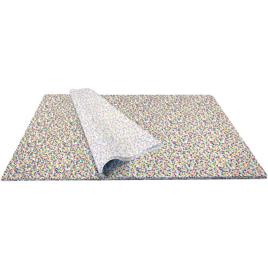 BPT245b Rainbow Confetti White Gift Tissue Paper Bulk
