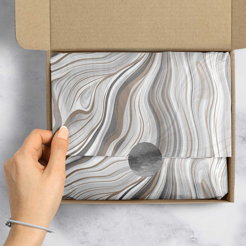 BPT330e Marbleized Silver Tissue Paper Packaging
