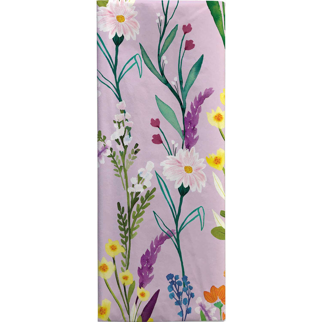 BPT413c Purple Floral Tissue Paper Folded Pack