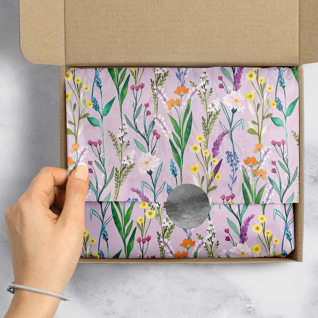BPT413e Purple Floral Tissue Paper Packaging