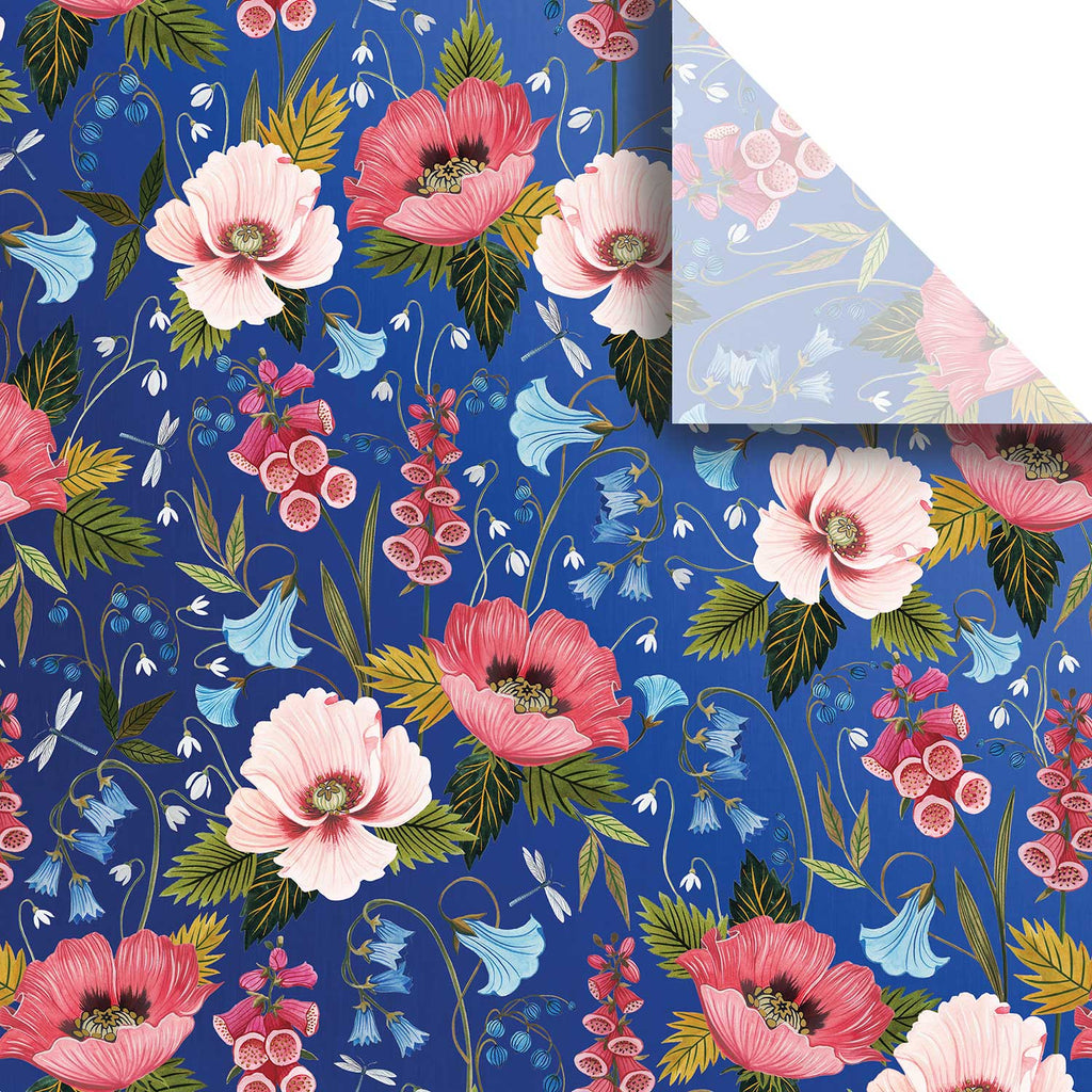 BPT493a Blue Floral Gift Tissue Paper Swatch