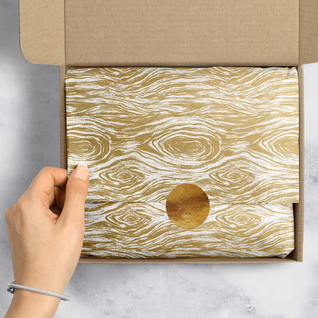 BPT592e Gold Wood Grain Gift Tissue Paper Packaging