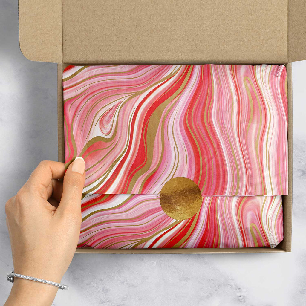 BPT629e Red Marble Peppermint Gift Tissue Paper Packaging