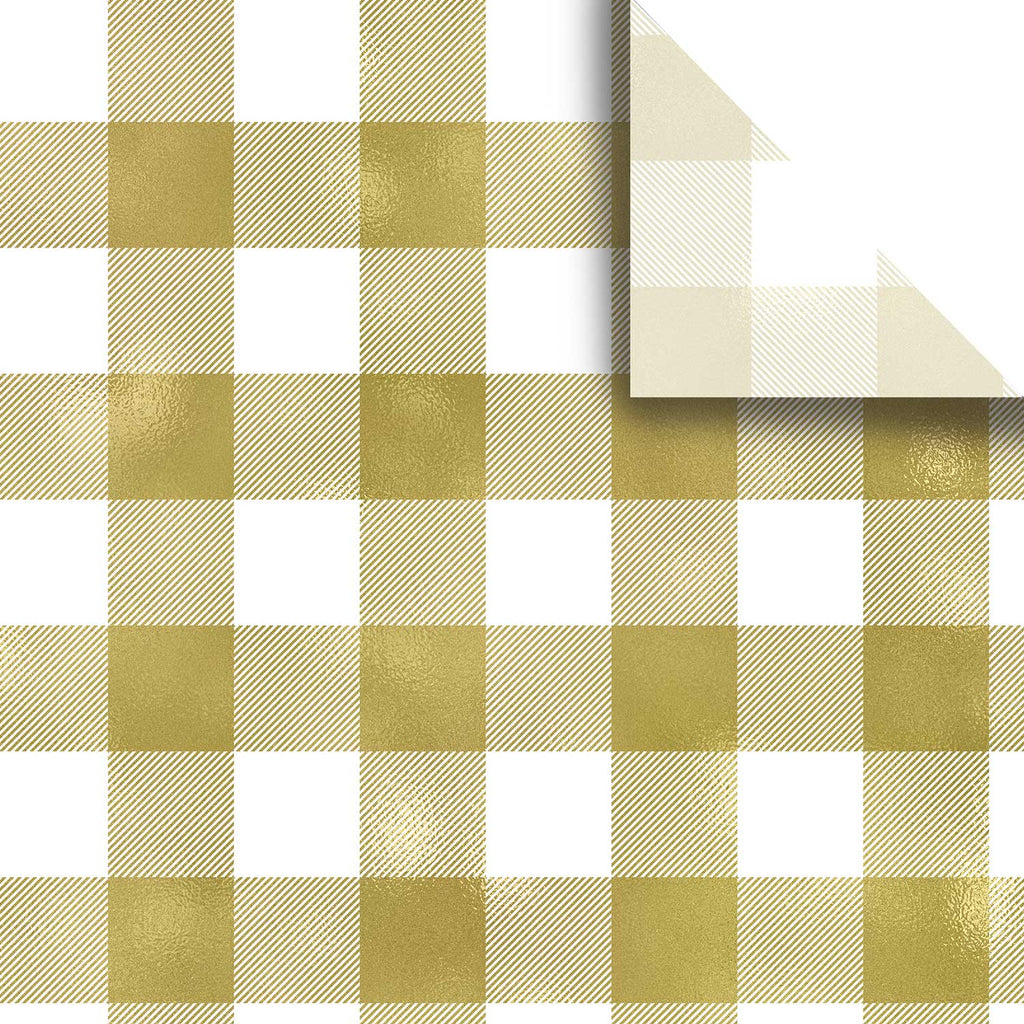 BPT716a Gold White Plaid Gift Tissue Paper Swatch