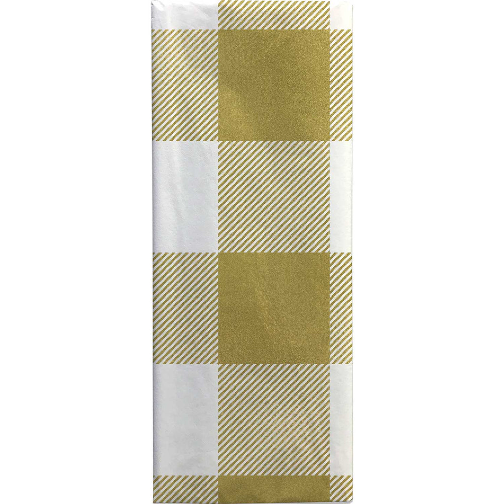 BPT716c Gold White Plaid Gift Tissue Paper Folded Pack