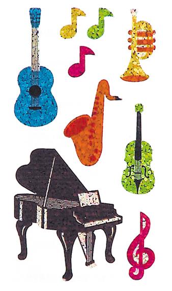Jillson & Roberts Bulk Roll Prismatic Stickers, Musical Instruments (50 Repeats) - Present Paper