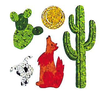 Jillson & Roberts Bulk Roll Prismatic Stickers, Mini Coyote / Cactus (100 Repeats) - Present Paper