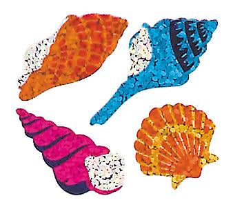 Jillson & Roberts Bulk Roll Prismatic Stickers, Mini Sea Shells (100 Repeats) - Present Paper