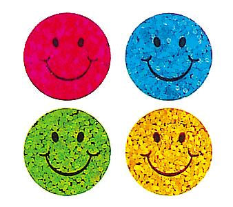 Jillson & Roberts Bulk Roll Prismatic Stickers, Mini Happy Faces (100 Repeats) - Present Paper