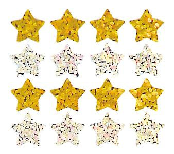 Jillson & Roberts Bulk Roll Prismatic Stickers, Micro Stars / Gold and Silver (100 Repeats) - Present Paper