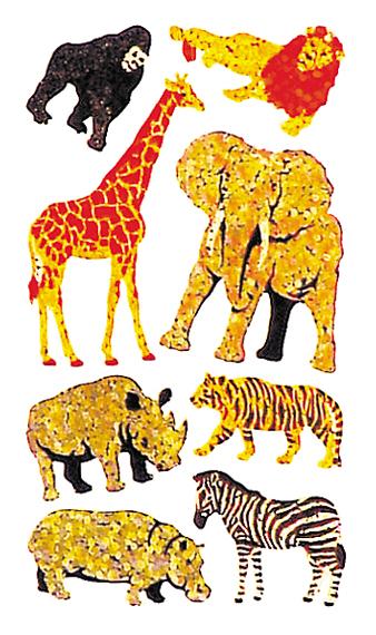 Jillson & Roberts Bulk Roll Prismatic Stickers, Safari Animals (50 Repeats) - Present Paper