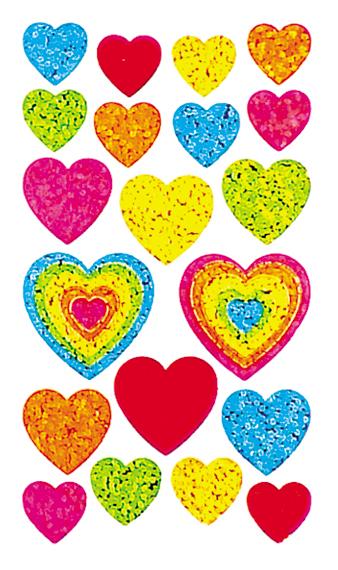 Jillson & Roberts Bulk Roll Prismatic Stickers, Assorted Hearts (50 Repeats) - Present Paper