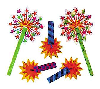 Jillson & Roberts Bulk Roll Prismatic Stickers, Fireworks (100 Repeats) - Present Paper