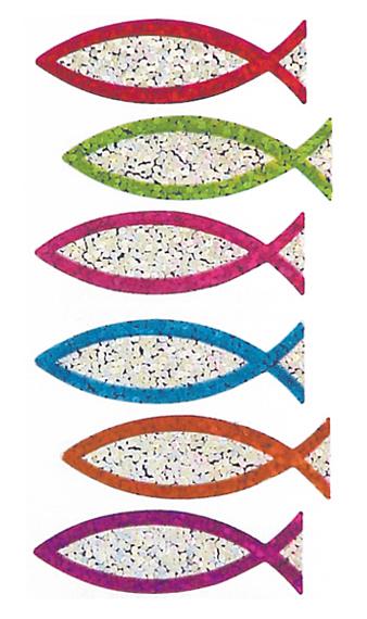 Jillson & Roberts Bulk Roll Prismatic Stickers, Christian Fish Symbol (50 Repeats) - Present Paper