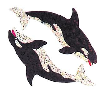 Jillson & Roberts Bulk Roll Prismatic Stickers, Mini Killer Whales (100 Repeats) - Present Paper