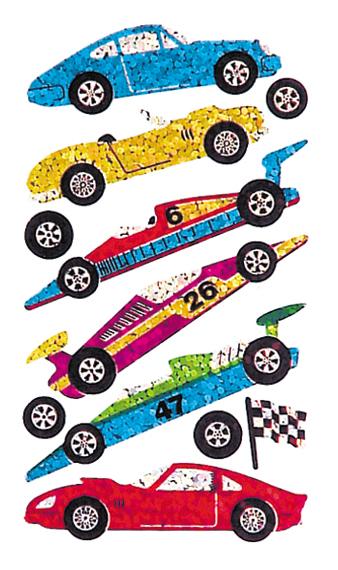 Jillson & Roberts Bulk Roll Prismatic Stickers, Racing and Sports Cars (50 Repeats) - Present Paper