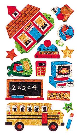 Jillson & Roberts Bulk Roll Prismatic Stickers, School Days (50 Repeats) - Present Paper
