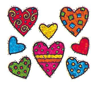 Jillson & Roberts Bulk Roll Prismatic Stickers, Mini Pattern Hearts (100 Repeats) - Present Paper