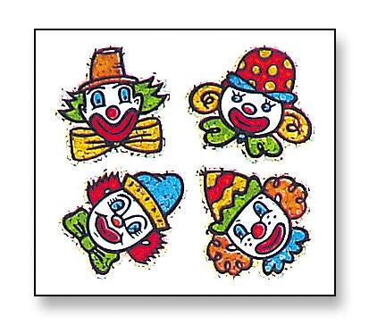 Jillson & Roberts Bulk Roll Prismatic Stickers, Clown Faces (100 Repeats) - Present Paper