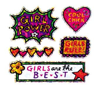 Jillson & Roberts Bulk Roll Prismatic Stickers, Mini Girl Power (100 Repeats) - Present Paper