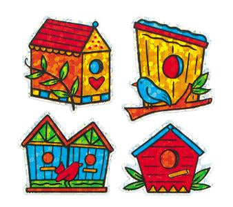 Jillson & Roberts Bulk Roll Prismatic Stickers, Mini Birdhouses (100 Repeats) - Present Paper