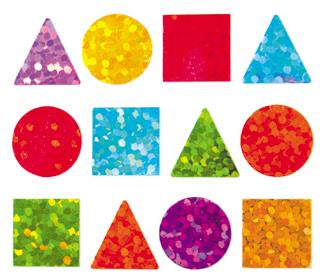 Jillson & Roberts Bulk Roll Prismatic Stickers, Micro Geo Shapes / Multi (100 Repeats) - Present Paper