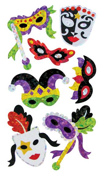 Jillson & Roberts Bulk Roll Prismatic Stickers, Masquerade Masks / Multicolor (50 Repeats) - Present Paper