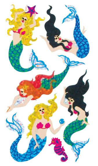 Jillson & Roberts Bulk Roll Prismatic Stickers, Mermaids (50 Repeats) - Present Paper