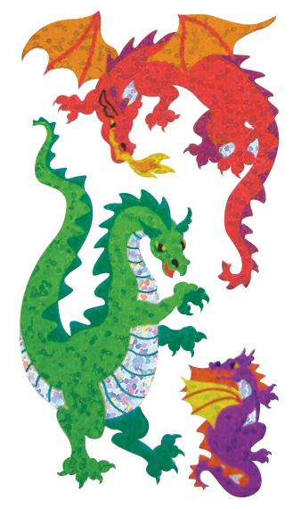 Jillson & Roberts Bulk Roll Prismatic Stickers, Dragons (50 Repeats) - Present Paper