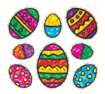 Jillson & Roberts Bulk Roll Prismatic Stickers, Mini Easter Eggs w/ Outline (100 Repeats) - Present Paper